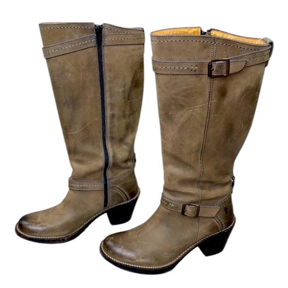 FRYE Carmen Tall Boots Size 8.5 Stone Tan Brown - Picture 15 of 16